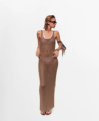 Mango Women's Crochet Long Dress
