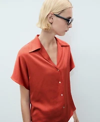 Mango Women's Short Sleeve Fluid Shirt