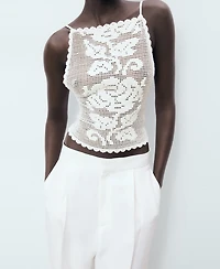 Mango Women's Open Back Crochet Top