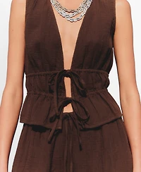 Mango Women's Bows Detail Ruffled Top