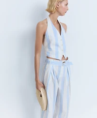 Mango Women's Belt Striped Culotte Pants