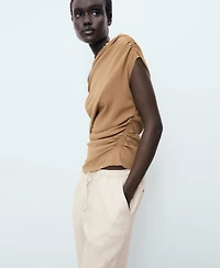 Mango Women's Drawstring Linen Pants