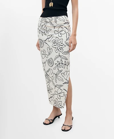 Mango Women's Slit Printed Long Skirt