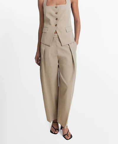 Mango Women's Linen-Blend Balloon Pants
