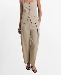 Mango Women's Linen-Blend Balloon Pants