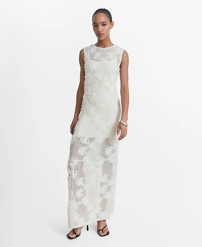 Mango Women's Floral Crochet Dress