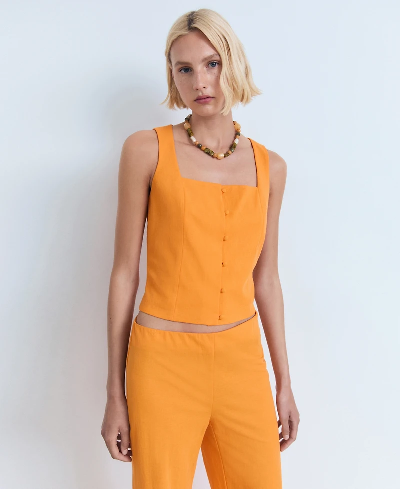 Mango Women's Flowy Straight-Fit Pants