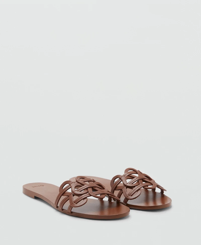 Mango Women's Intertwined Strap Leather Sandals