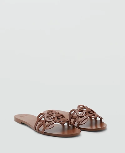 Mango Women's Intertwined Strap Leather Sandals