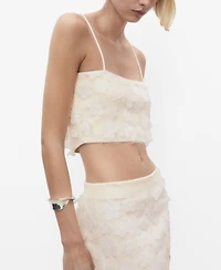 Mango Women's Embossed Floral Top