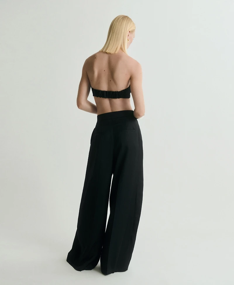 Mango Women's Wide Leg Pleated Pants