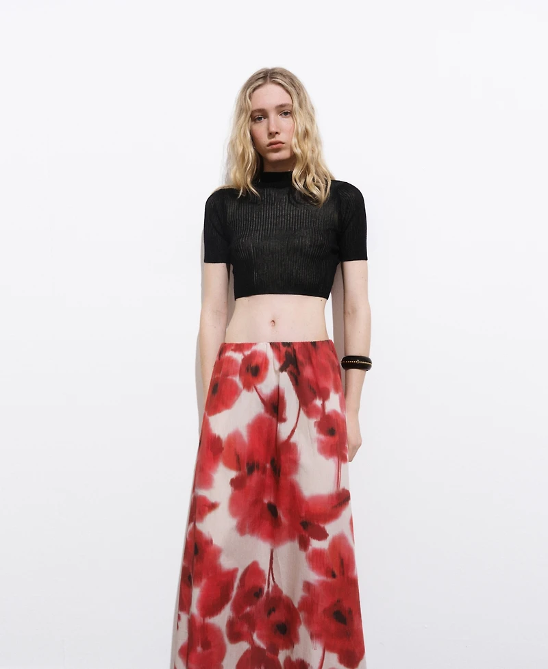 Mango Women's Floral Midi Skirt