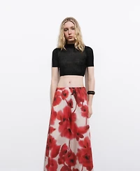 Mango Women's Floral Midi Skirt
