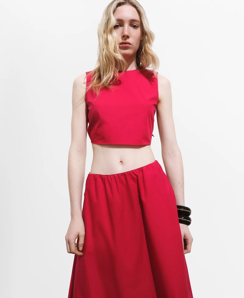 Mango Women's Back Bowtie Crop Top