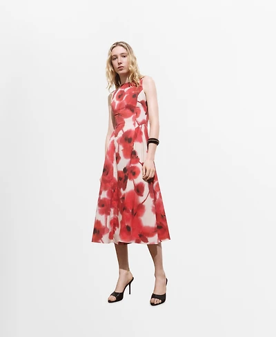 Mango Women's Floral-Print Flared Dress