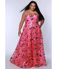 Johnathan Kayne for Sydney's Closet Women's Strapless Sweetheart Neckline Plus Size A-Line Evening Gown