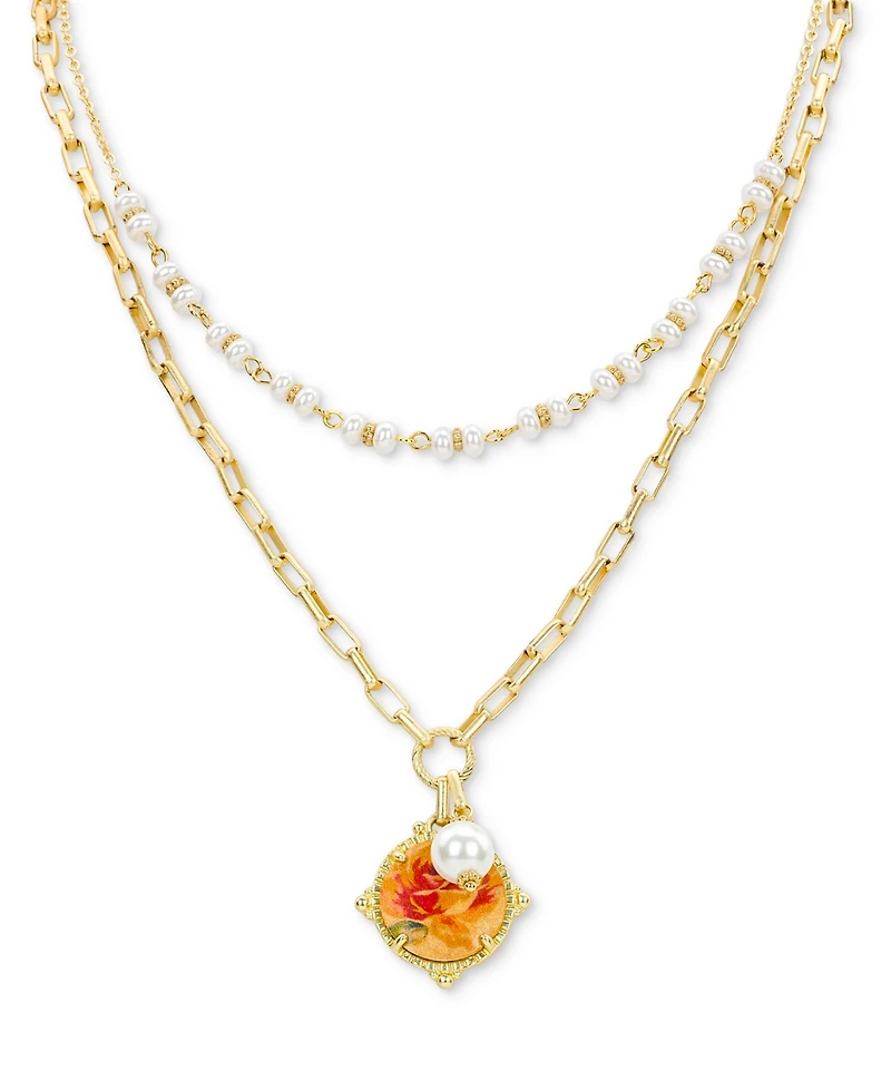 Patricia Nash Beaded Gold-Tone Double Strand Necklace, 18" + 3" extender