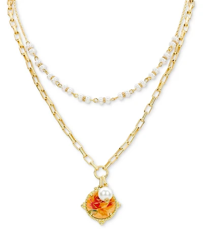 Patricia Nash Beaded Gold-Tone Double Strand Necklace, 18" + 3" extender