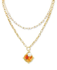 Patricia Nash Beaded Gold-Tone Double Strand Necklace, 18" + 3" extender
