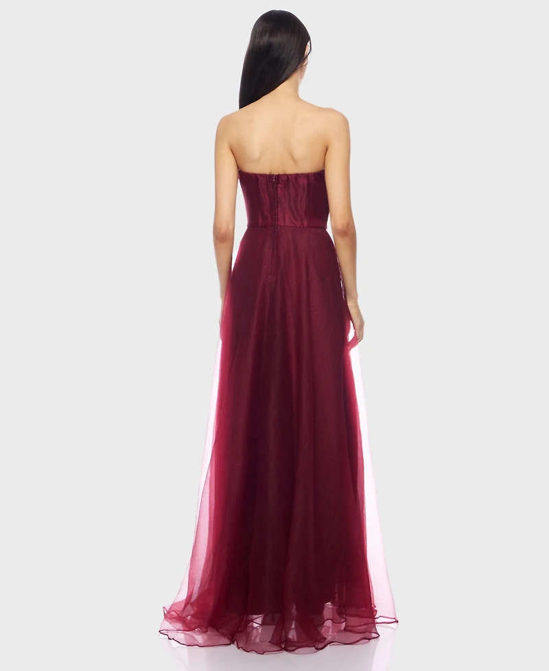 B Darlin Juniors' Asymmetric Drape Strapless Ball Gown, Created for Macy's