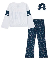 Levi's Little Girls 3-Piece Cinched Top, Flared Leggings and Scrunchie Set