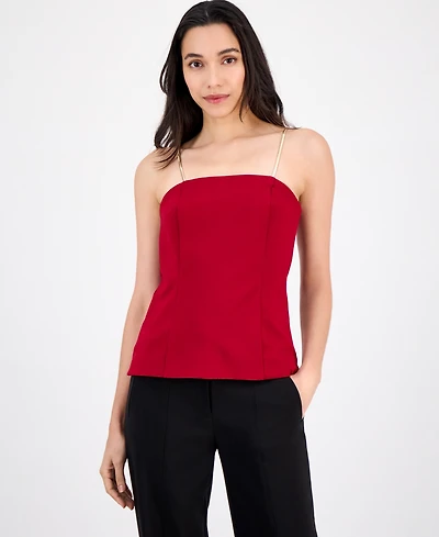 Anne Klein Women's Bustier Compression Metallic-Strap Top