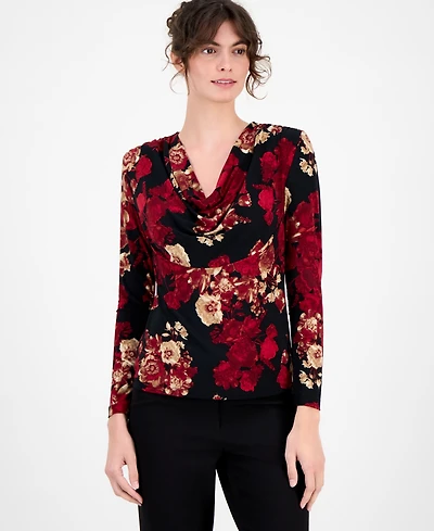 Anne Klein Women's Floral Cowl-Neck Top