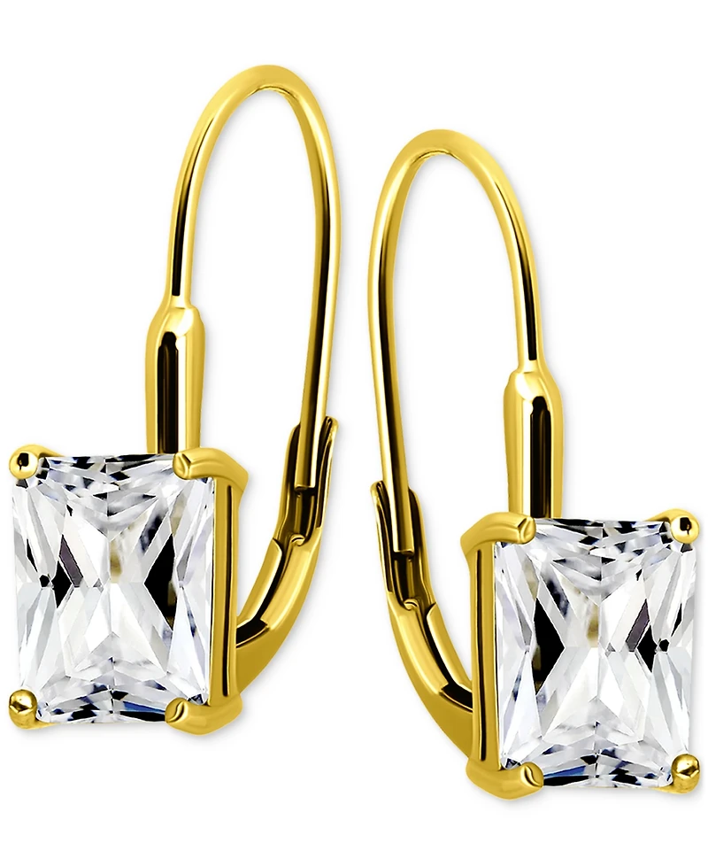Giani Bernini Cubic Zirconia Octagon Leverback Drop Earrings in 18k Gold-Plated Sterling Silver, Macy's Exclusive
