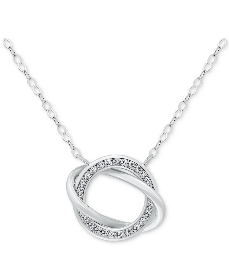 Giani Bernini Cubic Zirconia Love Knot Pendant Necklace in Sterling Silver, 16" + 2" extender, Exclusively at Macy's