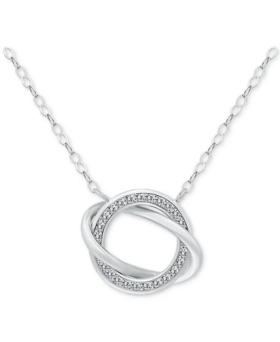 Giani Bernini Cubic Zirconia Love Knot Pendant Necklace in Sterling Silver, 16" + 2" extender, Exclusively at Macy's