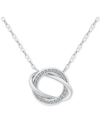 Giani Bernini Cubic Zirconia Love Knot Pendant Necklace in Sterling Silver, 16" + 2" extender, Exclusively at Macy's
