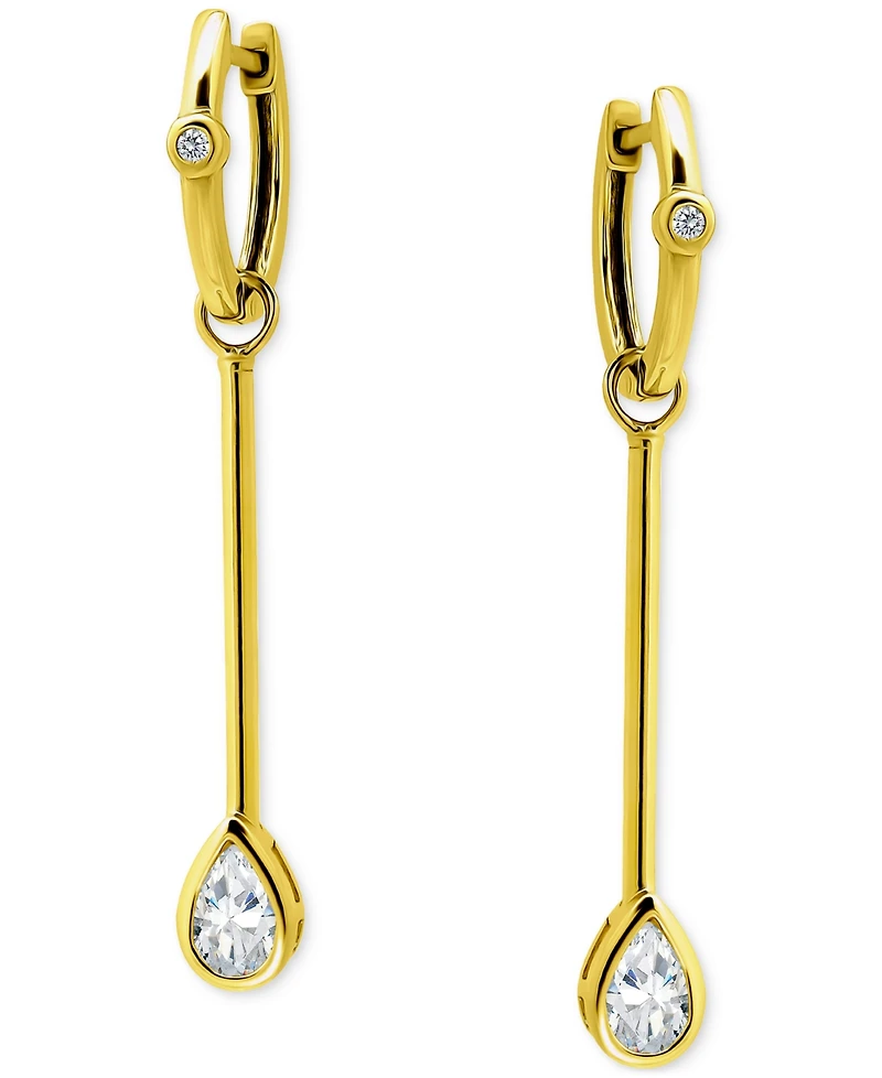 Giani Bernini Cubic Zirconia Pear Drop Linear Dangle Hoop Earrings in 18k Gold-Plated Sterling Silver, Macy's Exclusive