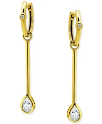 Giani Bernini Cubic Zirconia Pear Drop Linear Dangle Hoop Earrings in 18k Gold-Plated Sterling Silver, Macy's Exclusive