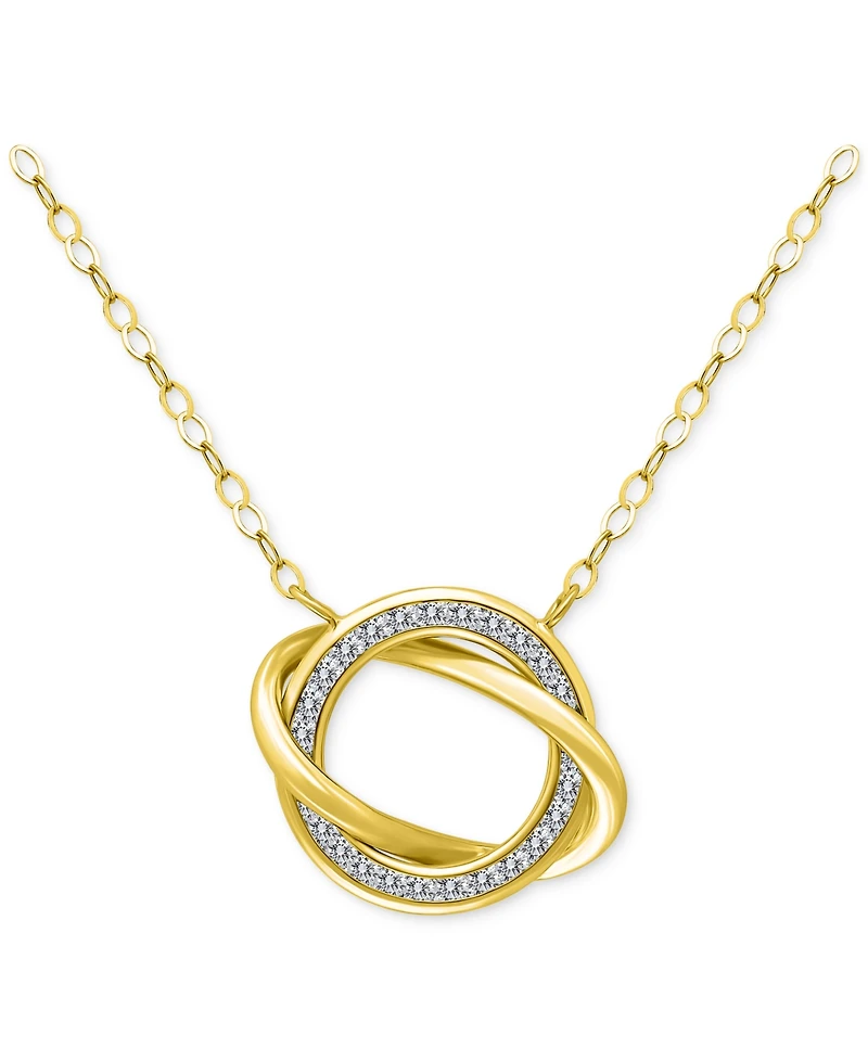 Giani Bernini Cubic Zirconia Love Knot Pendant Necklace Sterling Silver, 16" + 2" extender, Exclusively at Macy's