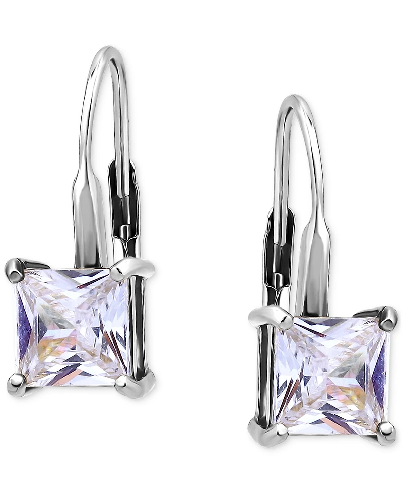 Giani Bernini Square Cubic Zirconia Leverback Earrings in Sterling Silver, Macy's Exclusive