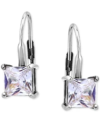 Giani Bernini Square Cubic Zirconia Leverback Earrings in Sterling Silver, Macy's Exclusive