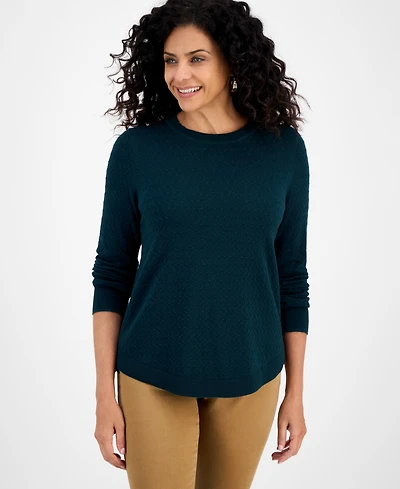 Style & Co Women's Curved-Hem Cotton Pullover Sweater, Macy's Exclusive