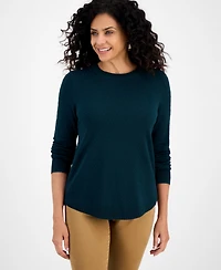 Style & Co Women's Curved-Hem Cotton Pullover Sweater, Macy's Exclusive