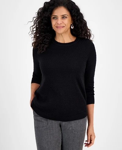 Style & Co Petite Cotton Pointelle Knit Sweater, Macy's Exclusive