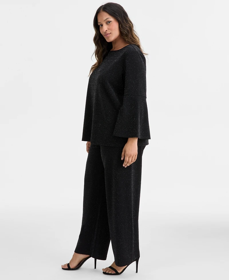 Ak Anne Klein Plus Wide-Leg Knit Pull-On Pants