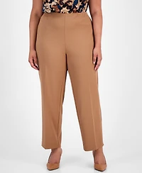 Anne Klein Plus High-Rise Pull-On Straight-Leg Ankle Pants