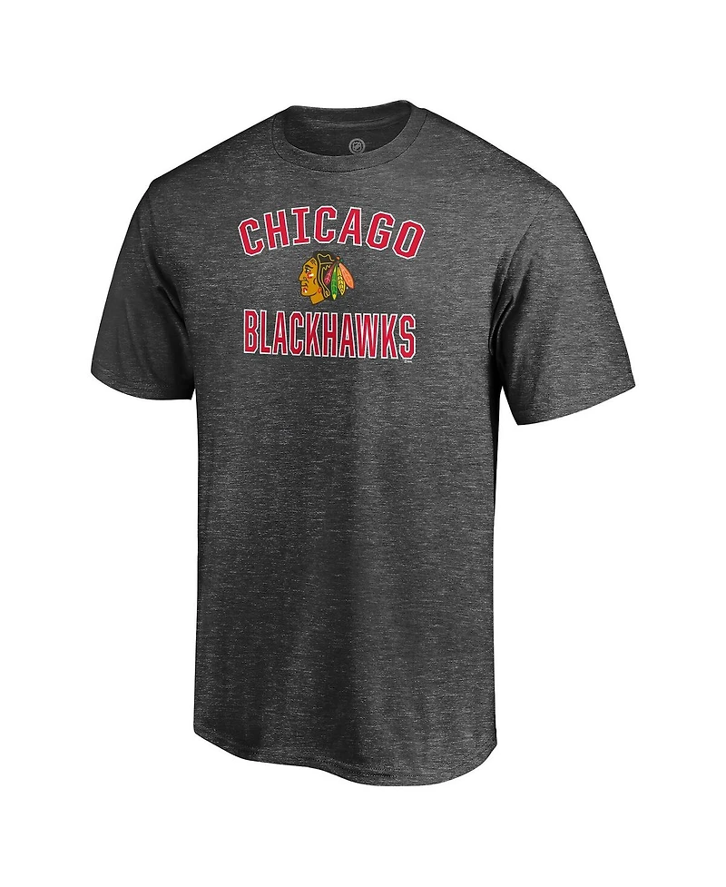 Fanatics Men's Heather Charcoal Chicago Blackhawks Victory Arch T-Shirt