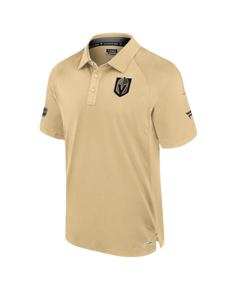 Fanatics Men's Gold Vegas Golden Knights Authentic Pro Rink Raglan Polo Shirt