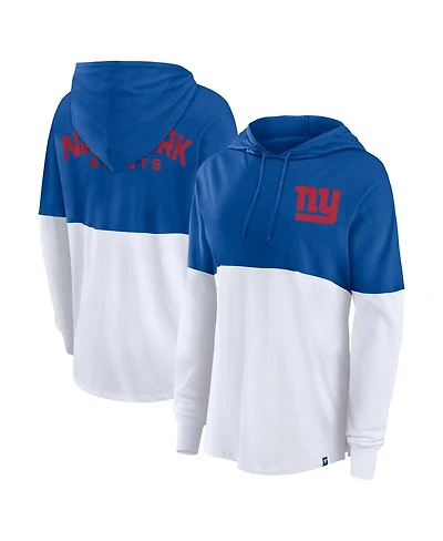 Fanatics Women's Royal/White New York Giants Backup Option Long Sleeve Hoodie T-Shirt