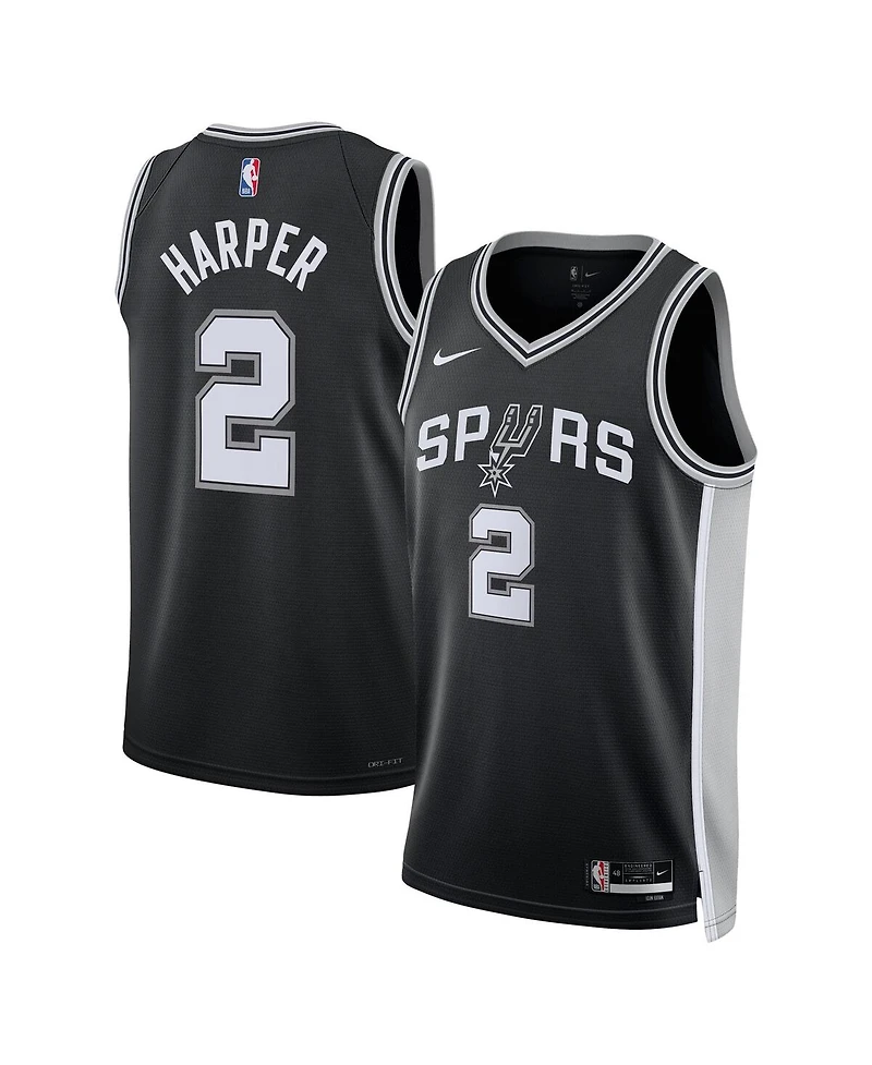 Nike Men's and Women's Dylan Harper Black San Antonio Spurs 2025 Nba Draft First Round Pick Swingman Icon Edition Jersey