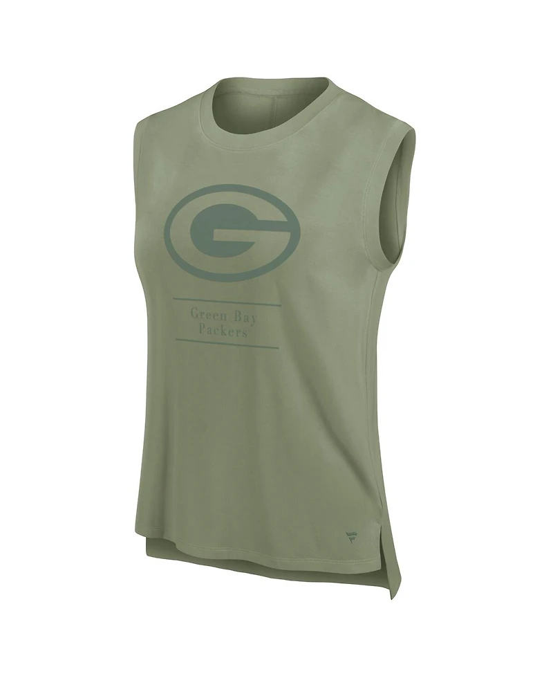 Fanatics Women's Olive Green Bay Packers Studio Embrace Tank Top
