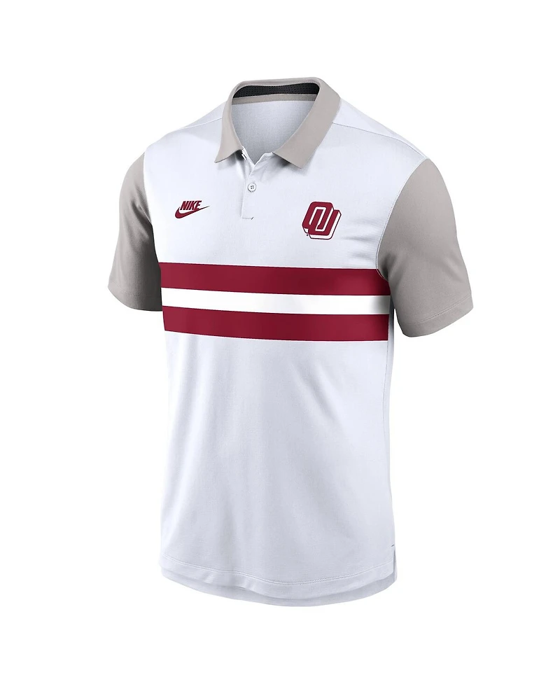 Nike Men's White/Gray Oklahoma Sooners Athletic Prep Legacy Logo Vapor Performance Polo Shirt