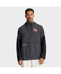 Nike Men's Anthracite Cleveland Browns Sideline Anorak Half-Zip Hoodie Jacket