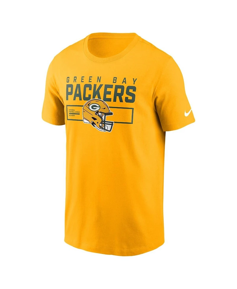 Nike Men's Gold Green Bay Packers Primetime Helmet Essential T-Shirt
