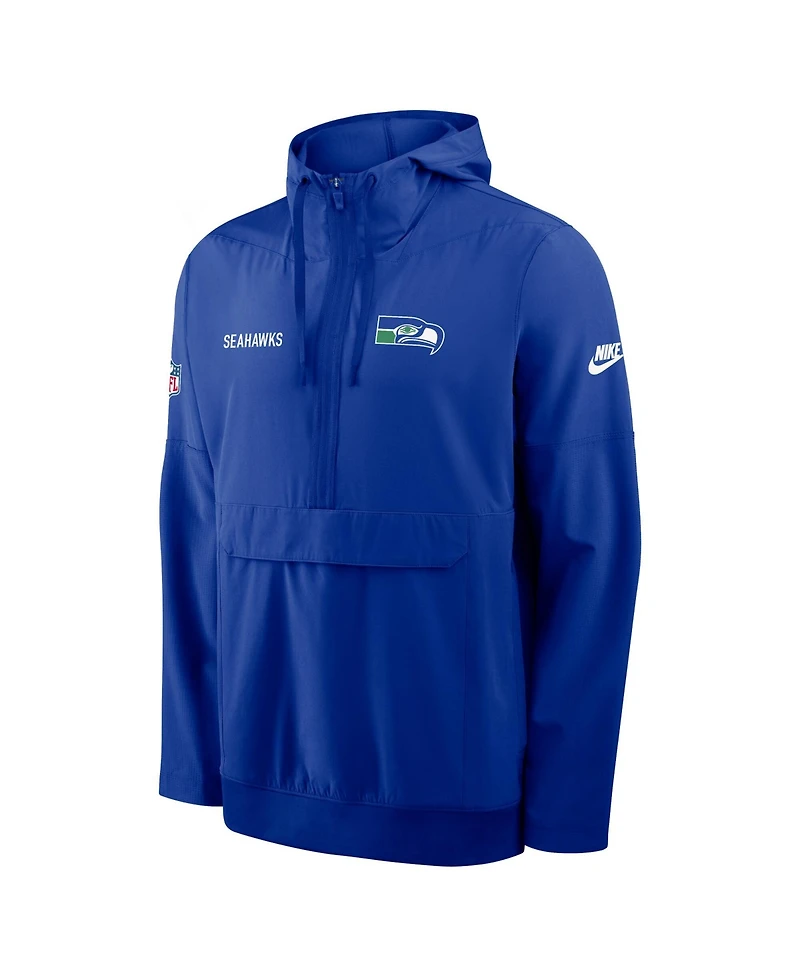 Nike Men's Royal Seattle Seahawks Sideline Alt Pack Anorak Half-Zip Hoodie Jacket